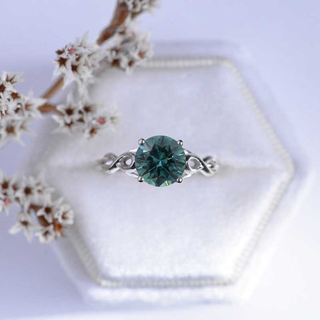 3 Carat Teal Sapphire Stone 14K White Gold Ring