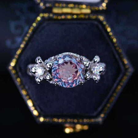 ''Lola" 2.0 Carat Portuguese Cut Alexandrite Floral Engagement Ring