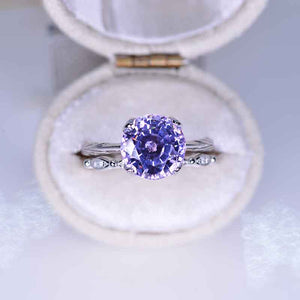 3 Carat Purple Sapphire  Engagement Eternity Gold Ring Set