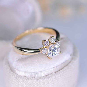 Moissanite Halo Dog Cat Paw Ring