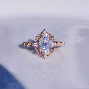 1.5 Carat Oval Moissanite Halo Vintage Engagement Ring