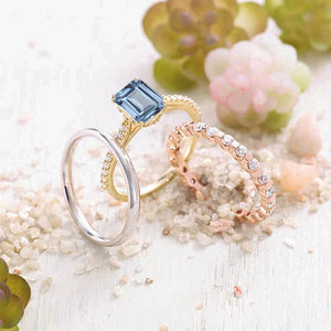 10K Gold 6x4 mm Genuine Natural Aquamarine Engagement Ring