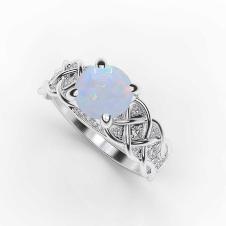 2.0 Carat White Opal Engagement Ring