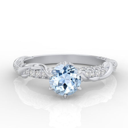 1.3 Carat Genuine Natural Aquamarine Giliarto  Gold Engagement Ring