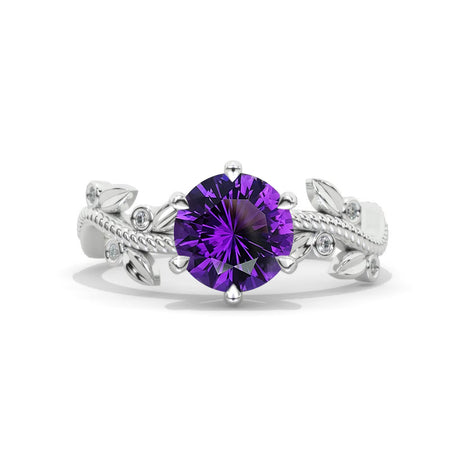 2 Carat  Floral Celtic Natural Amethyst Engagement Ring