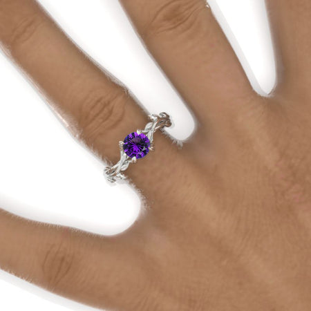 Floral Celtic Natural Amethyst Gold Ring