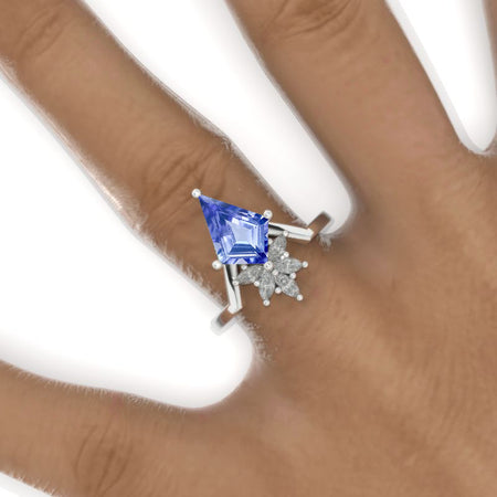 2.5 Carat Kite Natural Genuine Tanzanite Engagement Ring. 2.5CT Fancy Shape Natural Genuine Tanzanite Ring