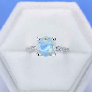 2 Carat Genuine Moonstone Round Cut Hidden Halo White Gold Engagement Ring