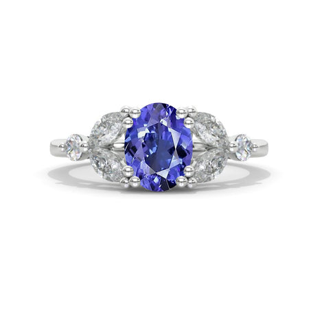 14K White Gold Engagement Ring with a 1.5 Carat Natural Genuine Tanzanite