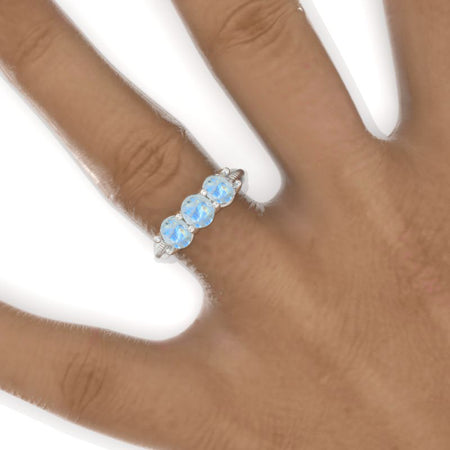 1.8 CTW Genuine Natural Moonstone Stackable Wedding Ring