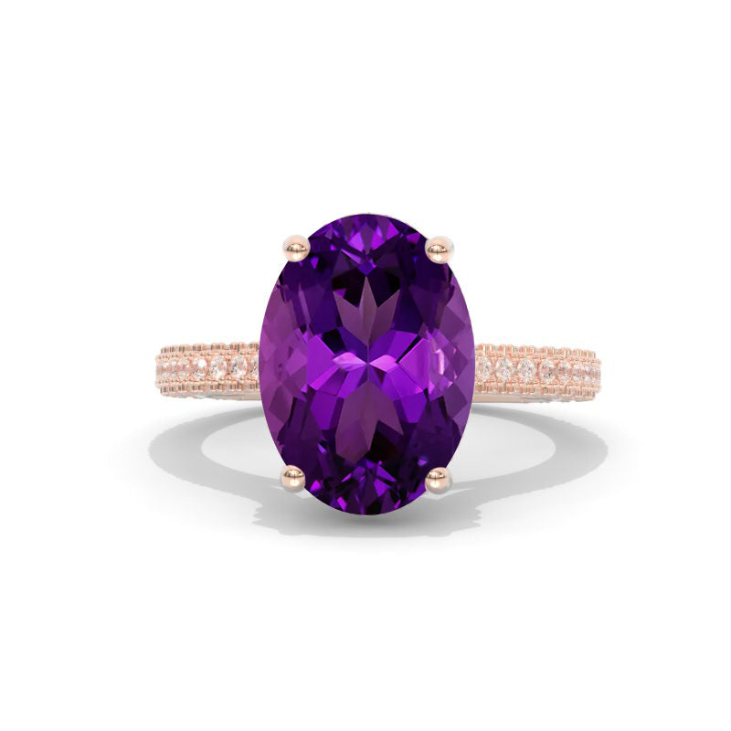 10karat oval amethyst solitaire on sale ring