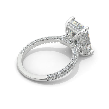 3 Carat Emerald Cut Lab-Grown Diamond Hidden Halo Engagement Ring