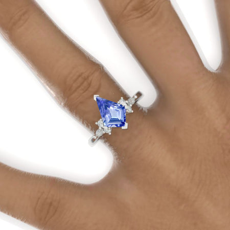 2.5 Carat Kite Shield Natural Genuine Tanzanite Engagement Ring. 2.5CT Fancy Shape Natural Genuine Tanzanite Ring