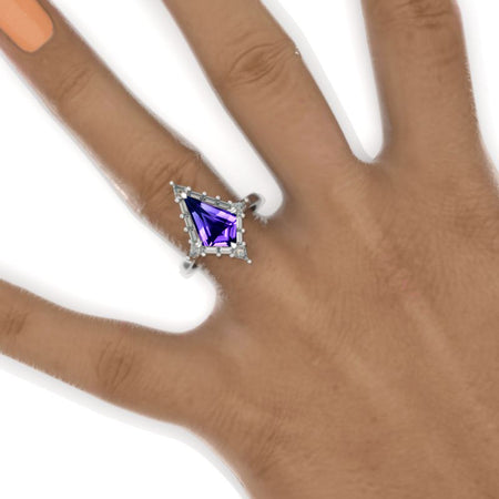 2.5 Carat Kite Natural Amethyst  Engagement Ring. 2.5CT Fancy Shape Natural Amethyst Ring