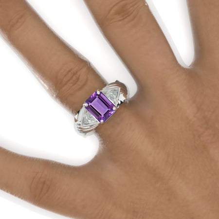 3 Carat Natural Amethyst Men's Wing Gold Ring