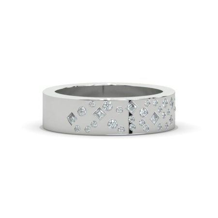 "Night Star Sky " Giliarto Men's Ring with Diamond Stones 14K White Gold Ring