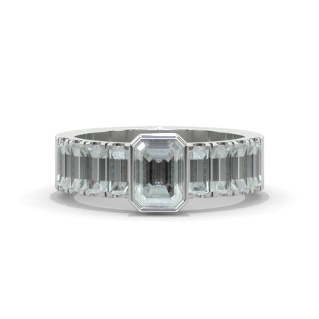 4CTW Emerald Cut  Moissanite Bezel Setting  Gold Engagement Ring