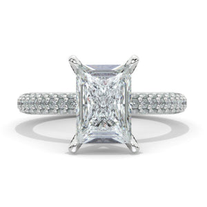 3.5 Carat Radiant Lab-Grown Diamond Hidden Halo Royal Engagement 14K White Gold Ring