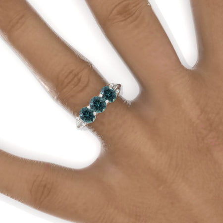 1.8 CTW Teal Sapphire Stackable Wedding Ring