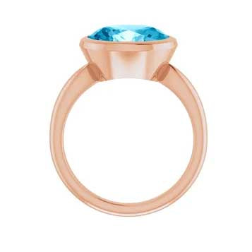 14K Rose 11x9 mm Oval Ring Mounting  AQUA color Sapphire