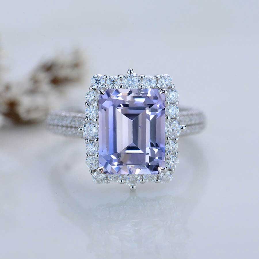 4CT Emerald Sapphire Engagement hot Ring