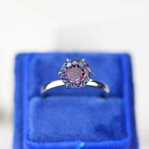 3 Carat Portuguese Cut Alexandrite Stone 14K White Six Prong Promissory Gold Ring