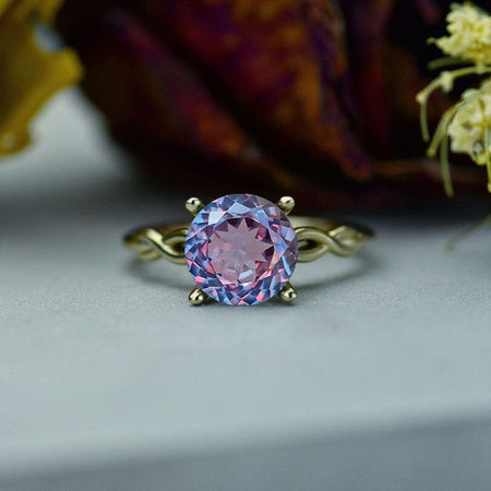 4 Carat Portuguese Cut Alexandrite Stone 14K White Gold Ring