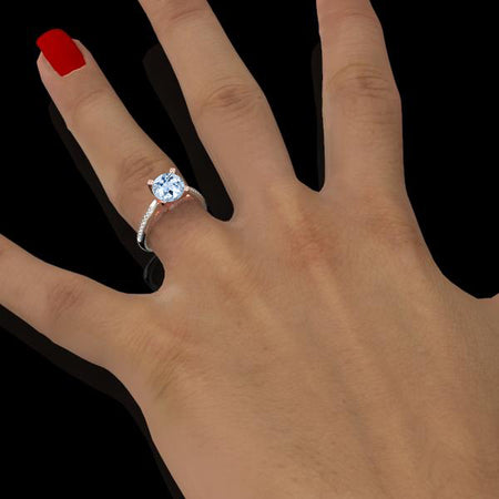 Aurora Forever One Genuine Natural Aquamarine Diamond Gold Engagement Ring