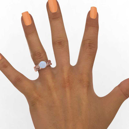 2.0 Carat White Opal Gold Engagement Ring