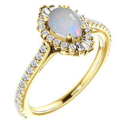 14K Gold 7x5 mm Marquise Forever One 1/3 CTW White Opal Engagement Ring