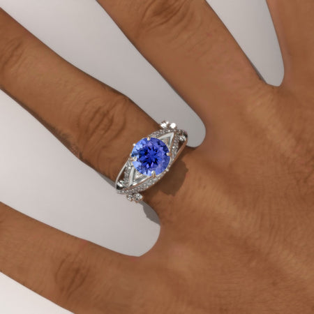 2.0 Carat Natural Genuine Tanzanite Accented Classic Engagement Ring