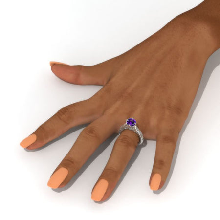 Andromeda Natural Amethyst Engagement Ring