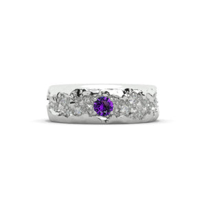 Grand Canyon 0.6 CTW  Natural Amethyst Men's Ring 14K White Gold  Ring