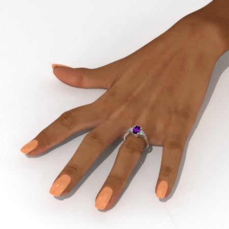 3 Carat Oval Natural Amethyst Engagement Ring