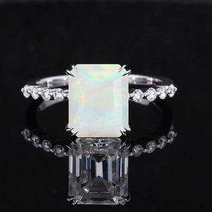 4Ct Genuine White Opal Engagement Ring