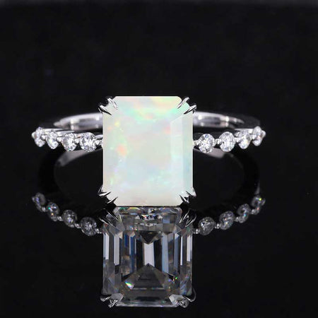 4Ct Genuine White Opal Engagement Ring