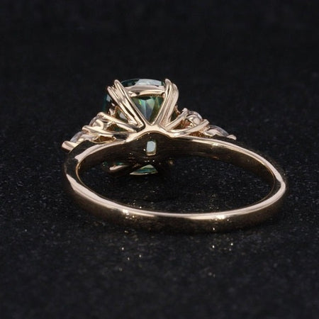 2Ct Aquamarine Engagement Ring, Solitaire Emerald Radiant Cut Aquamarine Engagement Ring, Genuine Aquamarine Side Stones Engagement Ring.