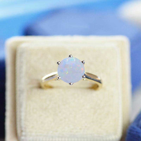 2 Carat White Opal Six Prongs Engagement Ring