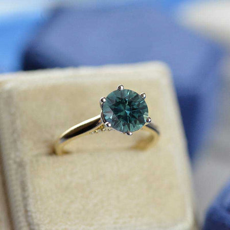 3 Carat Teal Sapphire Six Prongs Engagement Ring