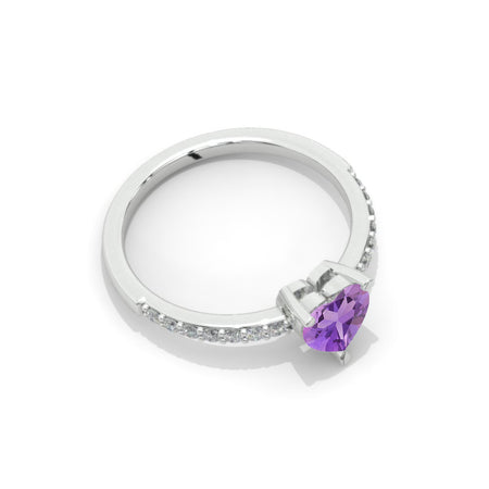 Heart Natural Amethyst Ring