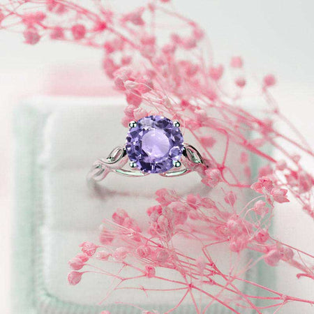 3 Carat Light Purple Sapphire Stone 14K White Gold Ring