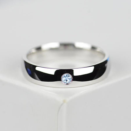 Genuine Natural Aquamarine Men's Gold Wedding Engagement  Ring