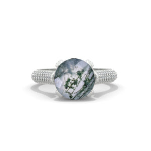 Orion 2.6 Carat Genuine Moss Agate Engagement Ring