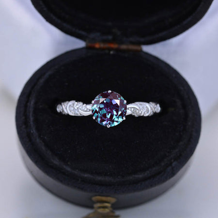 Copy of 1 Carat Alexandrite Gold Ornaments Engagement Ring