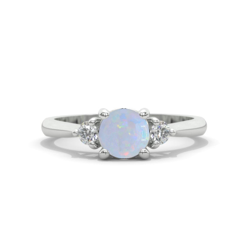 Natural Square Shape Opal Silver Ring - Shraddha Shree Gems