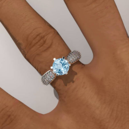 1.5 Carat Genuine Aquamarine Engagement Ring