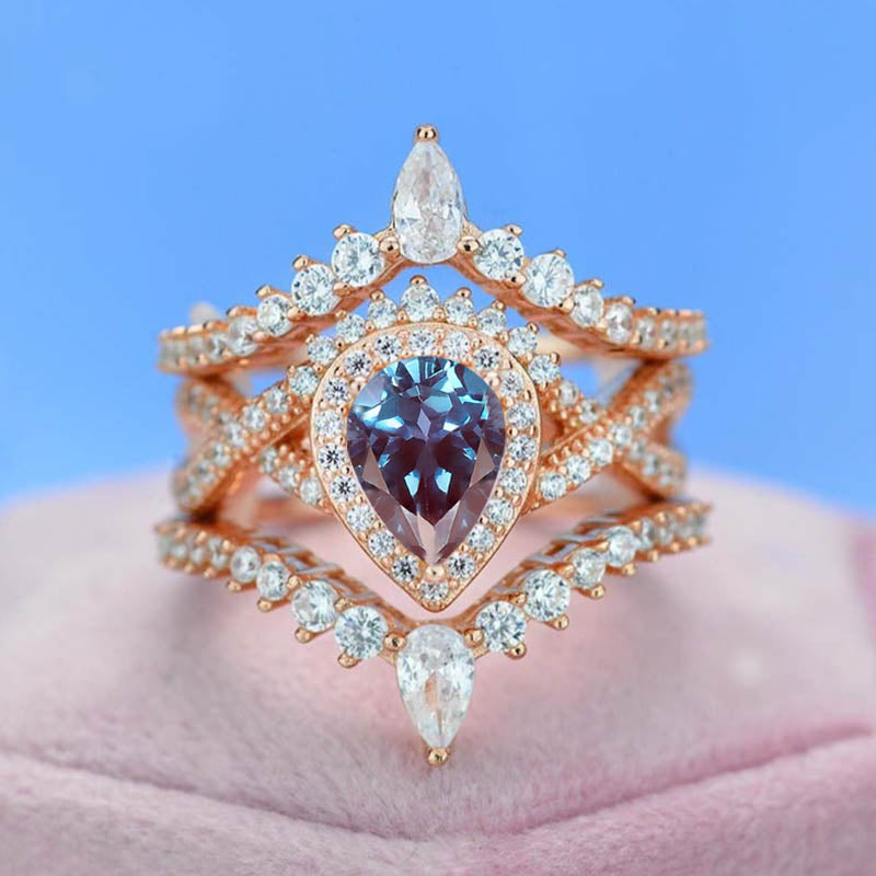 Vintage Alexandrite Floral Engagement Ring Rose Gold Natural Leaf Branch  Wedding Ring Moonstone Cluster Handmake Jewelry Rings for Women - Etsy