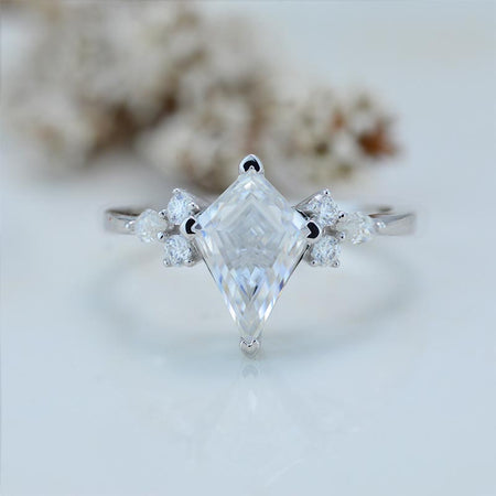 3 Carat Kite Moissanite Engagement Ring. 3CT Fancy Shape Moissanite Ring