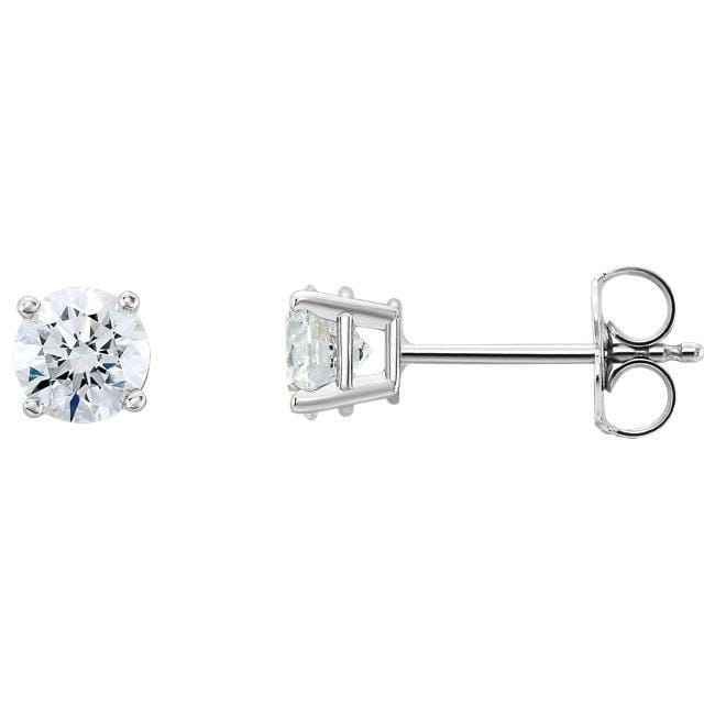 1 CTW Diamond Stud Earrings 14K White VS-SI ROUND - Giliarto