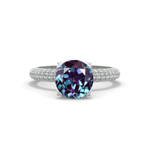 2 Carat Alexandrite White Gold Engagement Ring